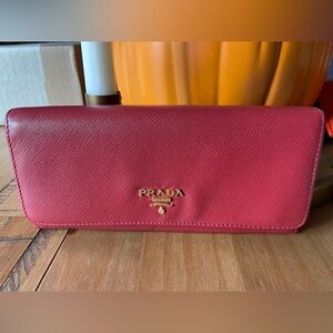 Prada Pink Saffiano Leather Clutch